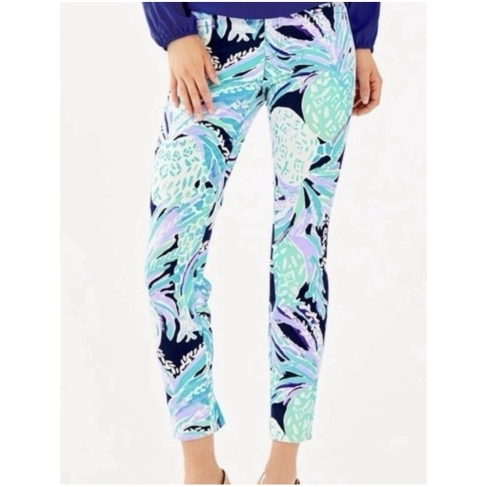 NWT Lilly Pulitzer Kelly Skinny Ankle Pant Alotta Colada Bright Navy 16